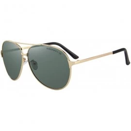 Oversized Men/Women Aviation Polarized Driving Sunglasses 100% UV Protection S8008 - Gold&green - CR185DTTXTK $18.48