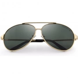 Oversized Men/Women Aviation Polarized Driving Sunglasses 100% UV Protection S8008 - Gold&green - CR185DTTXTK $18.48