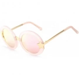 Round Women's Glitter Shell-effect Acetate Moon Star Accent Round Sunglasses - Pink - CD185W8AW2Z $43.54