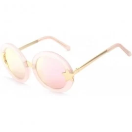 Round Women's Glitter Shell-effect Acetate Moon Star Accent Round Sunglasses - Pink - CD185W8AW2Z $26.93