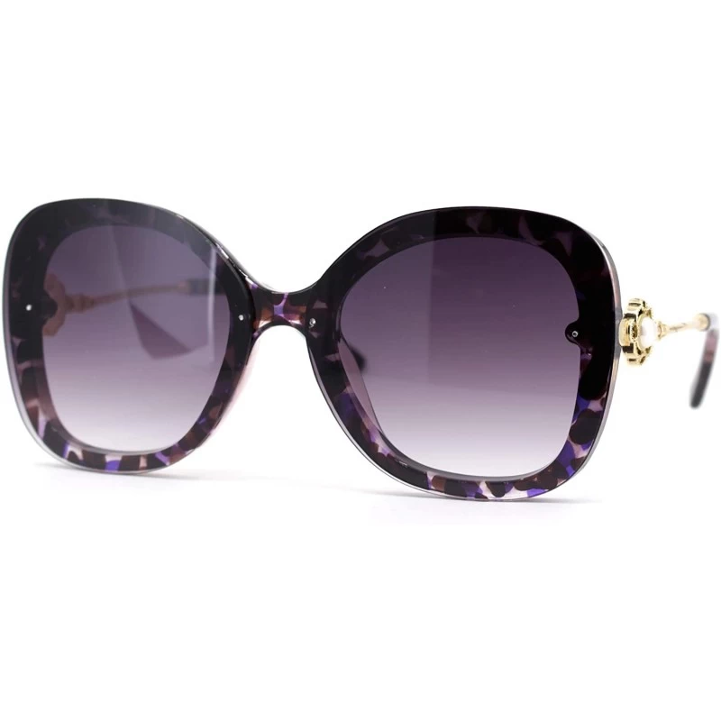 Butterfly Womens Pearl Brooch Jewel Hinge Designer Fashion Sunglasses - Purple Tortoise Purple - C418UCLGX05 $23.44