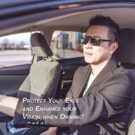 Rectangular Polarized Clip-on Driving Sunglasses with Flip Up - Anti-Reflective UV400 - Large - Black - C011XETWFF9 $11.66