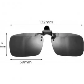 Rectangular Polarized Clip-on Driving Sunglasses with Flip Up - Anti-Reflective UV400 - Large - Black - C011XETWFF9 $11.66