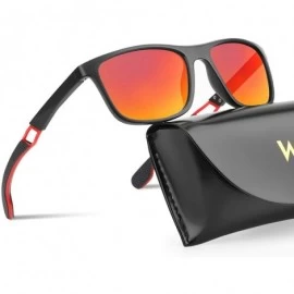 Sport Polarized Sports Sunglasses for Men UV Protection Driving Fishing Fashion Sunglasses - Red Lens - CE1948H0IZU $27.64