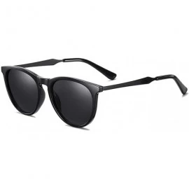 Round Unisex Round Polarized Sunglasses for Men Women UV400 Protection 8063 - Shinny Black/Black - C1195WOTKI5 $17.46