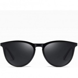 Round Unisex Round Polarized Sunglasses for Men Women UV400 Protection 8063 - Shinny Black/Black - C1195WOTKI5 $21.29