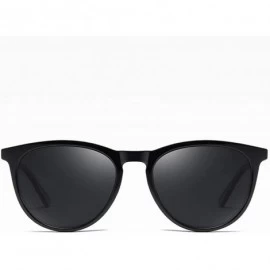Round Unisex Round Polarized Sunglasses for Men Women UV400 Protection 8063 - Shinny Black/Black - C1195WOTKI5 $10.29