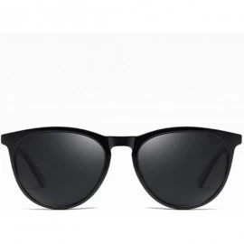 Round Unisex Round Polarized Sunglasses for Men Women UV400 Protection 8063 - Shinny Black/Black - C1195WOTKI5 $17.46