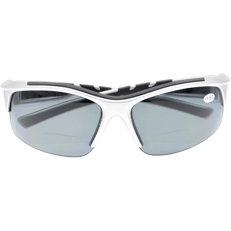 Semi-rimless Unisex Sports Bifocal Half Rimless Sunglasses For Running Fishing - Silver - CC18CL2MR3Y $15.73