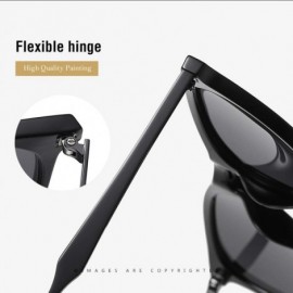 Round Unisex Round Polarized Sunglasses for Men Women UV400 Protection 8063 - Shinny Black/Black - C1195WOTKI5 $10.29