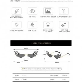 Rimless Unisex Flame Shape Small Eyewear Rimless Sunglasses - Yellow - CX196Z6GTRU $9.07