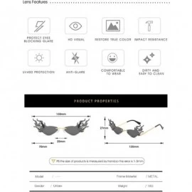 Rimless Unisex Flame Shape Small Eyewear Rimless Sunglasses - Yellow - CX196Z6GTRU $18.38