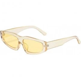Cat Eye Cat Eye Small Sunglasses Clear Tinted Lens Triangle Plastic Party Eyeglasses Women - Lemon - CB18SO0CIWZ $25.80