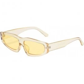 Cat Eye Cat Eye Small Sunglasses Clear Tinted Lens Triangle Plastic Party Eyeglasses Women - Lemon - CB18SO0CIWZ $10.05