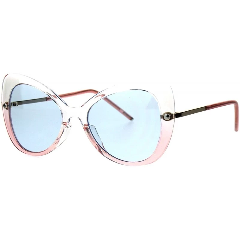 Butterfly Womens Fashion Sunglasses Butterfly Frame Translucent Colors UV 400 - Clear Pink (Blue) - CZ1887IXOIM $8.87