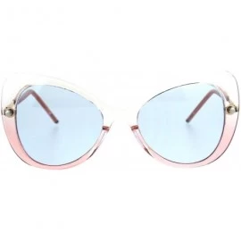 Butterfly Womens Fashion Sunglasses Butterfly Frame Translucent Colors UV 400 - Clear Pink (Blue) - CZ1887IXOIM $8.87