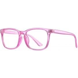 Aviator Non-prescription Glasses Frame Clear Lens Eyeglasses - Transparent Rose Red - C918A2S8CCG $10.94