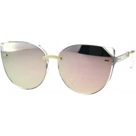 Round Designer Fashion Womens Sunglasses Round Cateye Frame UV 400 - Clear (Peach Mirror) - CJ18GD646X0 $19.04