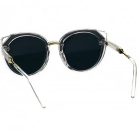Round Designer Fashion Womens Sunglasses Round Cateye Frame UV 400 - Clear (Peach Mirror) - CJ18GD646X0 $19.04