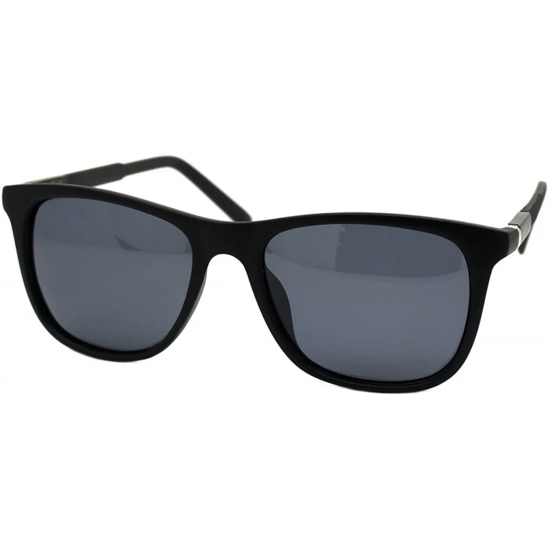 Square TAC Polarized Lens Mens Square Sunglasses Aluminum Temple Spring Hinge - Matte Black (Black) - C318AYLAD4O $22.60
