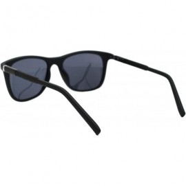 Square TAC Polarized Lens Mens Square Sunglasses Aluminum Temple Spring Hinge - Matte Black (Black) - C318AYLAD4O $12.96