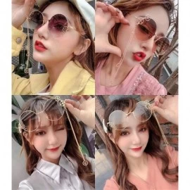 Oversized Trendy Round Sunglasses Women Metal Frame with Gear and Chain Shades UV Protection - C5 - CJ190O8TYYZ $22.32