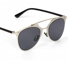 Aviator Fashion Women Full Metal Round Circle Mirror Driver Aviator Sunglasses 2012 - Gun Frame Black Lenses - CH12HP3HVWB $2...