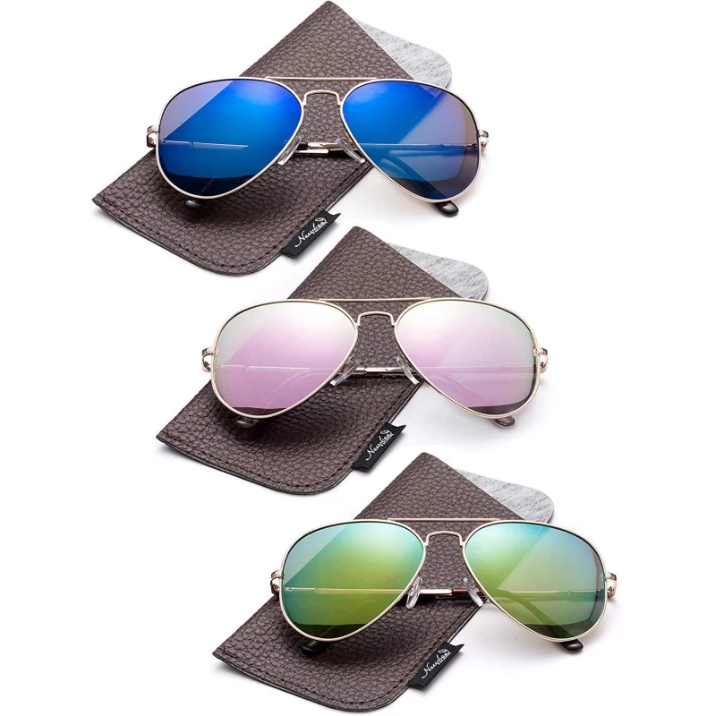 Aviator Polarized Aviator Sunglasses Mirrored Lens Classic Aviator Polarized Sunglasses Small - C118I62HGUW $35.18