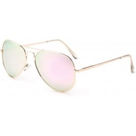 Aviator Polarized Aviator Sunglasses Mirrored Lens Classic Aviator Polarized Sunglasses Small - C118I62HGUW $35.18