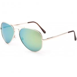 Aviator Polarized Aviator Sunglasses Mirrored Lens Classic Aviator Polarized Sunglasses Small - C118I62HGUW $35.18