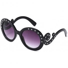 Round Women Retro Round Sunglasses Fashion Diamond Studded Summer Eyeglasses Novelty Eye Glasses - Black - CI198KSDT3M $17.75