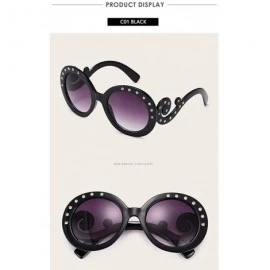 Round Women Retro Round Sunglasses Fashion Diamond Studded Summer Eyeglasses Novelty Eye Glasses - Black - CI198KSDT3M $8.76