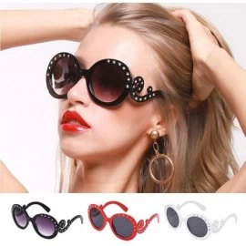 Round Women Retro Round Sunglasses Fashion Diamond Studded Summer Eyeglasses Novelty Eye Glasses - Black - CI198KSDT3M $8.76