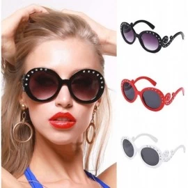 Round Women Retro Round Sunglasses Fashion Diamond Studded Summer Eyeglasses Novelty Eye Glasses - Black - CI198KSDT3M $8.76