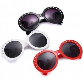 Round Women Retro Round Sunglasses Fashion Diamond Studded Summer Eyeglasses Novelty Eye Glasses - Black - CI198KSDT3M $17.75