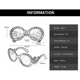 Round Women Retro Round Sunglasses Fashion Diamond Studded Summer Eyeglasses Novelty Eye Glasses - Black - CI198KSDT3M $17.75