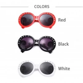 Round Women Retro Round Sunglasses Fashion Diamond Studded Summer Eyeglasses Novelty Eye Glasses - Black - CI198KSDT3M $17.75