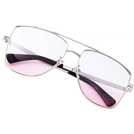 Oversized Unisex Men/Women Classic Round Oversized Sunglasses with 100% UV Protection - Blue on Pink - C119727N6HY $28.88