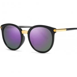 Cat Eye New Vintage Black Cat Eye Sunglasses Women Fashion Brand Designer Mirror Cateye Sun Glasses UV400 - Purple - C918W0GL...