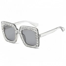 Oval Womens Fashion Artificial Diamond Cat Ear Quadrate Big Metal Frame Brand Classic Sunglasses (G) - G - CM180CD26GG $12.33