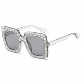Oval Womens Fashion Artificial Diamond Cat Ear Quadrate Big Metal Frame Brand Classic Sunglasses (G) - G - CM180CD26GG $18.75