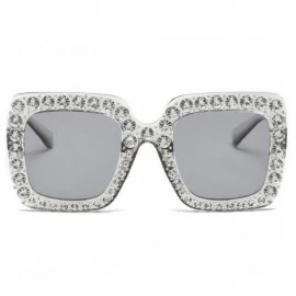 Oval Womens Fashion Artificial Diamond Cat Ear Quadrate Big Metal Frame Brand Classic Sunglasses (G) - G - CM180CD26GG $18.75