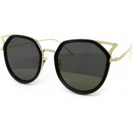 Round 7044 Premium Oversize Womens Mens Mirror Funky Fashion Cateye Sunglasses - Premium - CG184Y6QR2W $34.67