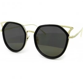 Round 7044 Premium Oversize Womens Mens Mirror Funky Fashion Cateye Sunglasses - Premium - CG184Y6QR2W $15.68