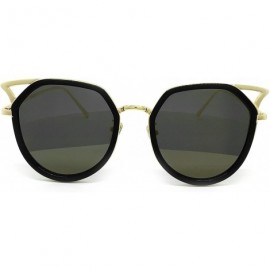 Round 7044 Premium Oversize Womens Mens Mirror Funky Fashion Cateye Sunglasses - Premium - CG184Y6QR2W $35.90