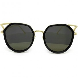 Round 7044 Premium Oversize Womens Mens Mirror Funky Fashion Cateye Sunglasses - Premium - CG184Y6QR2W $15.68