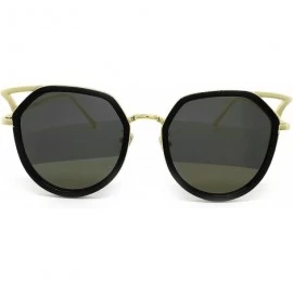 Round 7044 Premium Oversize Womens Mens Mirror Funky Fashion Cateye Sunglasses - Premium - CG184Y6QR2W $31.78