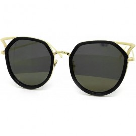 Round 7044 Premium Oversize Womens Mens Mirror Funky Fashion Cateye Sunglasses - Premium - CG184Y6QR2W $15.68
