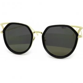 Round 7044 Premium Oversize Womens Mens Mirror Funky Fashion Cateye Sunglasses - Premium - CG184Y6QR2W $31.78