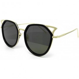 Round 7044 Premium Oversize Womens Mens Mirror Funky Fashion Cateye Sunglasses - Premium - CG184Y6QR2W $15.68